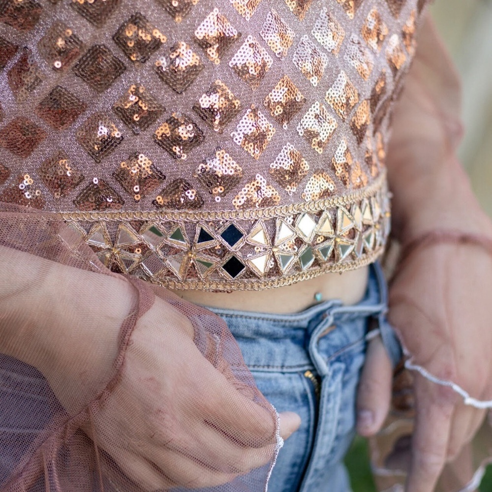 Sequin and Mirror Embellished Top